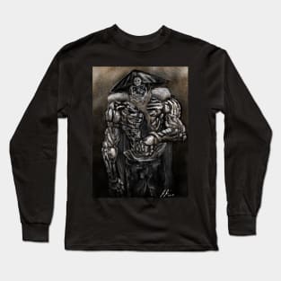 Robot Skeleton Samurai Painting Long Sleeve T-Shirt